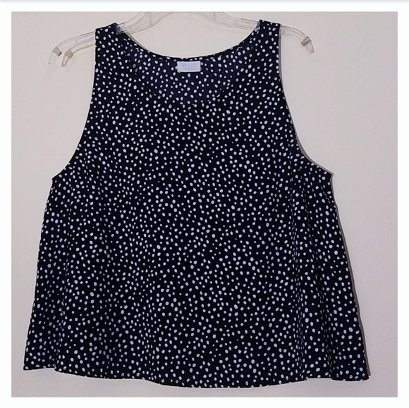 Abound Tops - 2/$25 Abound Black & White Polka Dots Flared Top L